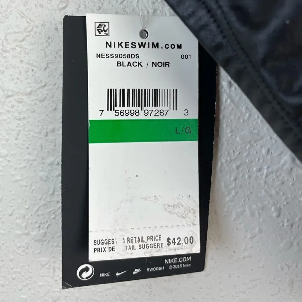 NWT Nike Black and Metallic Silver Swim Bottoms Size L
